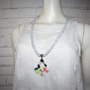 Beautiful gray and colorful tassel necklace by Sugarfix 30-33" statement